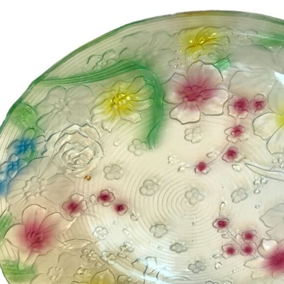 Romance Rose Floral Glass Salad Fruit Serving Bowl Plate - Picture 5 of 8